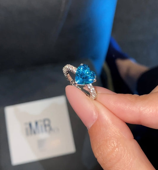 Blue Heart Stone Ring
