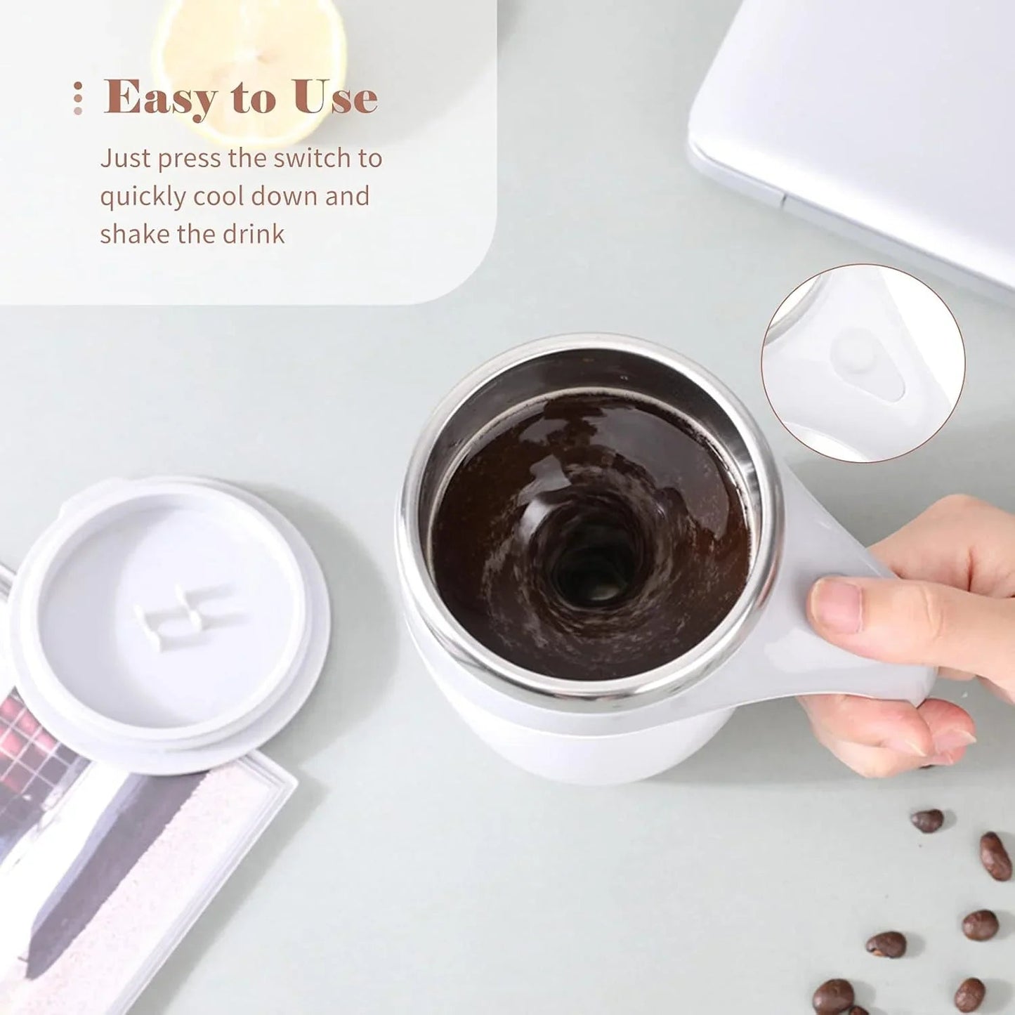 380mL Self Stirring Mug with Lid